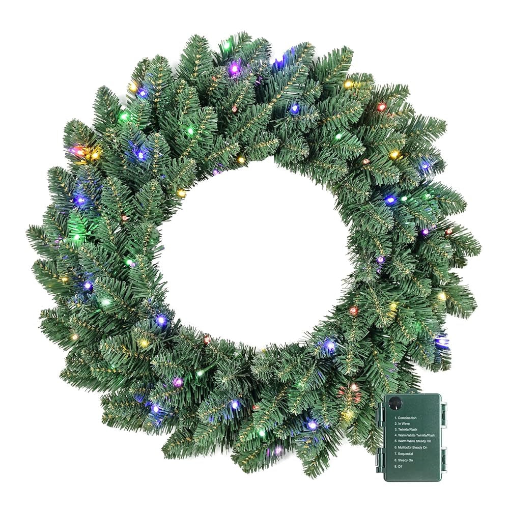 25 in Dual-Color LED Christmas Wreath